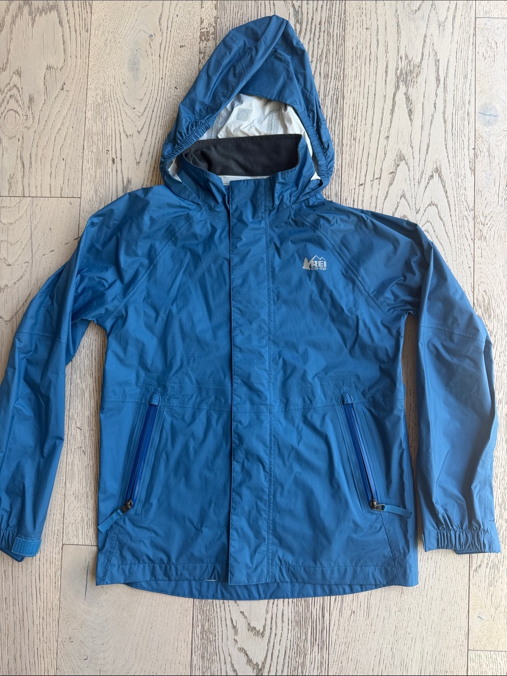 REI Kids Blue Hooded Raincoat medium like new